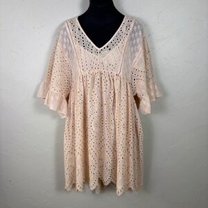 Anthropologie Akemi + Kin Babydoll Mini Dress Size 4 Coquette Eyelet Lace Tiered